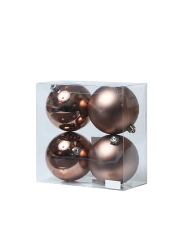 MARELIDA 4er Set Christbaumkugeln Weihnachtskugeln bruchfest D: 10cm in braun