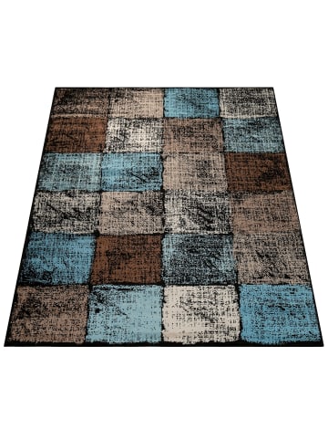 KADIMA DESIGN Teppich Kurzflor Karo Wohnzimmer in Braun