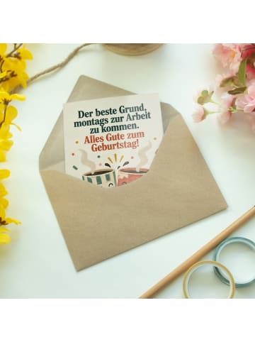 Mr. & Mrs. Panda Geburtstagskarte Becher retro Design mit Spruch in Weiß