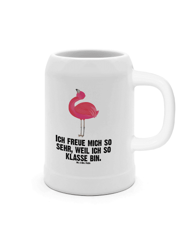 Mr. & Mrs. Panda Bierseidel Flamingo Stolz mit Spruch in Weiß