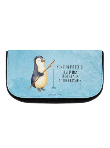 Mr. & Mrs. Panda kosmetiktäschchen Pinguin Angler mit Spruch in Eisblau