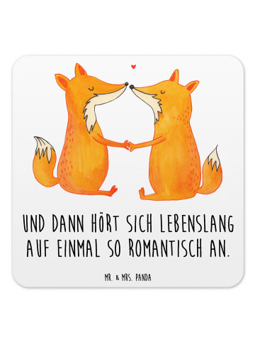 Mr. & Mrs. Panda Untersetzer für Gläser Füchse Liebe mit Spruch in Weiß