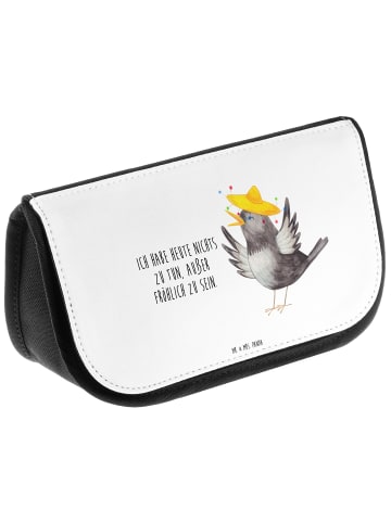 Mr. & Mrs. Panda Make-up Täschchen Rabe Sombrero mit Spruch in Weiß