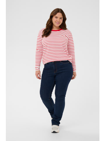 KAFFE curve Langarm-Shirt KCwinni Loose fit in Chalk W. Red Stripes