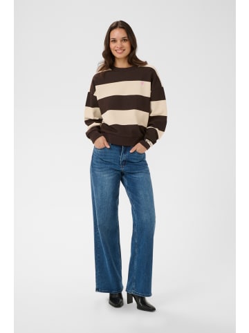 Kaffe Sweatshirt KAcomo Oversize fit in Seal Brown/Turtledove Stripe