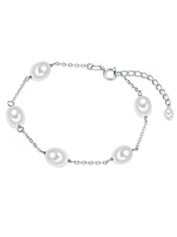 Valero Pearls Armband Sterling Silber Süßwasser-Zuchtperlen weiß in silber