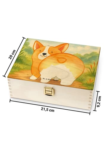 Mr. & Mrs. Panda Teebox Holz Corgi Po Design ohne Spruch in Weiß