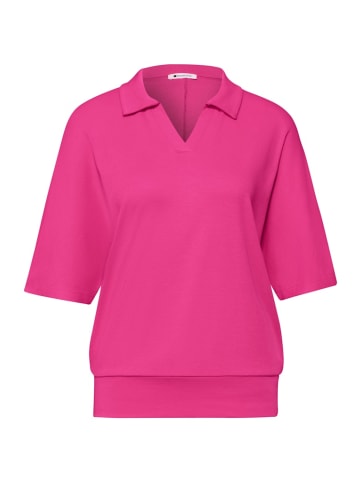 Street One Dropped Shoulder Poloshirt mit Elastikbund in Rosa