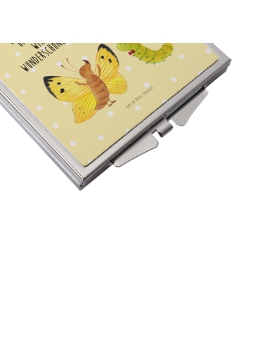 Mr. & Mrs. Panda Handtaschenspiegel quadratisch Raupe Schmetterl... in Gelb Pastell