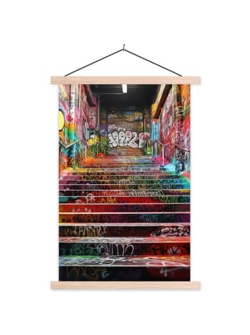 MuchoWow Poster mit Leiste Bunte Treppe