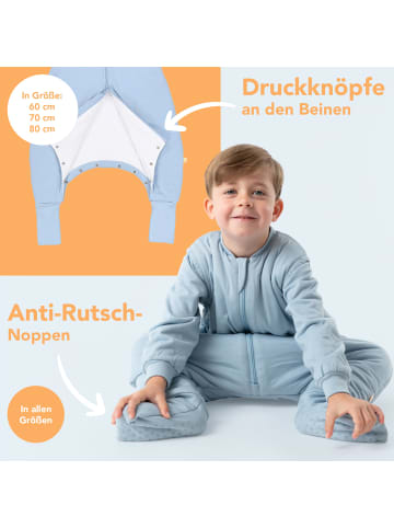 Schlummersack Schlafsack mit Füßen und umklappbaren Bündchen, 2.5 TOG in Blue Ice