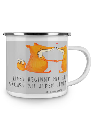 Mr. & Mrs. Panda Emaille Becher Hochzeit Liebe mit Spruch in Heather Grey
