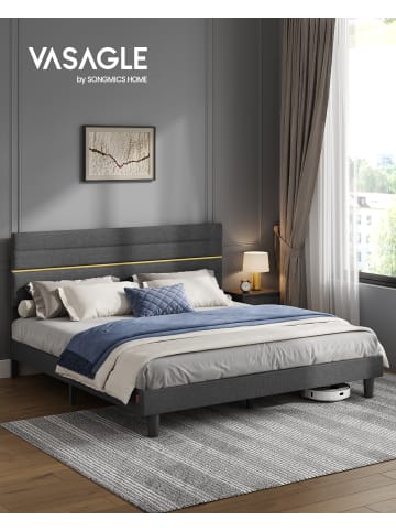 VASAGLE Bettgestell Kacy in Grau - (B)180 x (H)(110-116.5) x (T)202 cm