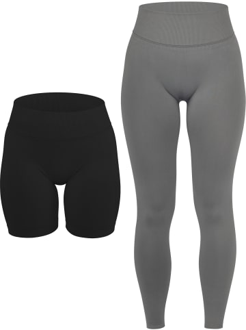 Circle Five Scrunch Shape Set (Push-Up Shorts und Push-Up Leggings) in Schwarz/Anthrazit