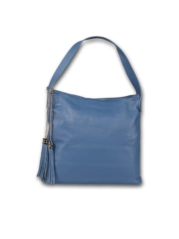 Toscanto Leder Schultertasche Toscanto Tasche jeansblau ca. 40cm