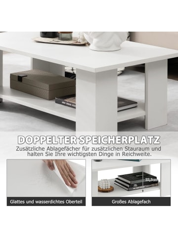 COSTWAY 2 Ebenen Couchtisch in Weiß