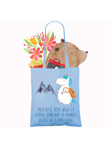 Mr. & Mrs. Panda Canvas Tasche Unbekannte Orte erkunden mit Spruch in Sky Blue
