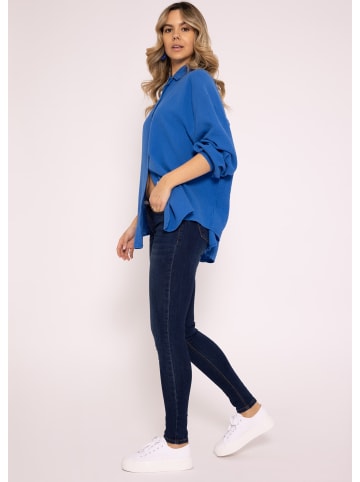 SASSYCLASSY Ultra Oversize Musselin-Blusenhemd kürzere Variante in Royalblau