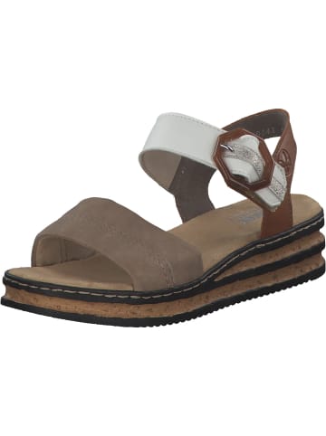 rieker Plateau-Sandaletten in camel/offwhite/beige-gold/caye