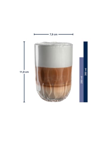 LEONARDO 2er Set Latte Macchiato Gläser (3) Gocce 390 ml transparent in transparent