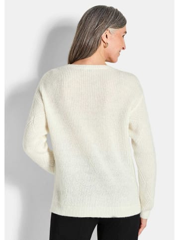 GOLDNER Kurzgröße:  Langarm Pullover mit Rautenmuster in cremeweiß