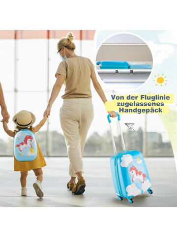 COSTWAY 2 tlg. Trolley mit Rucksack in Hellblau