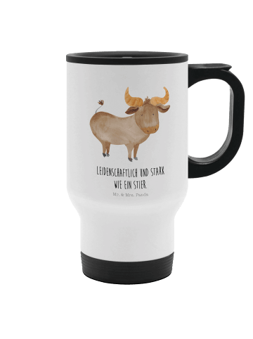 Mr. & Mrs. Panda Thermobecher To Go Sternzeichen Stier mit Spruch in Weiß