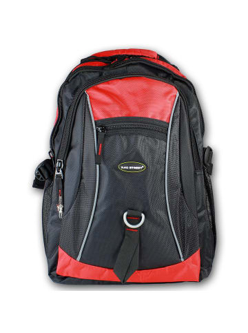 Bag Street Sportrucksack, Freizeitrucksack Nylon schwarz/rot ca. 31cm breit ca. 45cm hoch