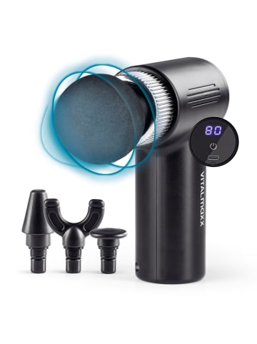 VITALmaxx Massagegerät Mini-Gun 5-tlg. 7,4V schwarz/silber inkl. USB-Kabel Schwarz