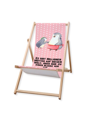 Mr. & Mrs. Panda Gartenliege Pinguin mit Kind mit Spruch in Rot Pastell