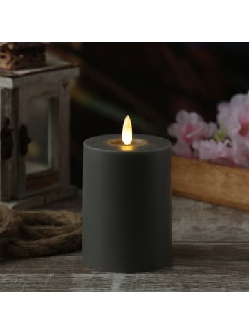 MARELIDA LED Kerze für Innen/Außen Outdoorkerze H: 12,5cm in grau