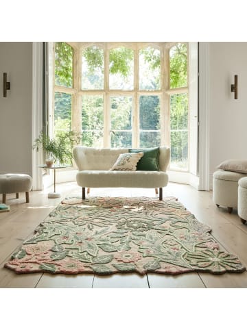 KADIMA DESIGN Wollteppich Shaped Botanisch Floral, Wohnzimmer in Grün