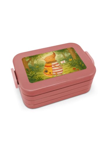 Mr. & Mrs. Panda Bentobox Nachtfalter Fähnchen Design ohne Spruch in Rot Pastell