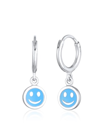 Elli Ohrringe 925 Sterling Silber mit Smiling Face in Hellblau