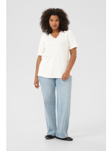 KAFFE curve Kurzarm-Bluse KCfananda in Chalk CC.