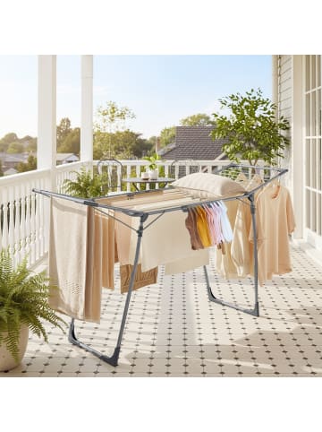 SONGMICS Wäscheständer Bunji in Grau - (B)56 x (H)96 x (T)174 cm