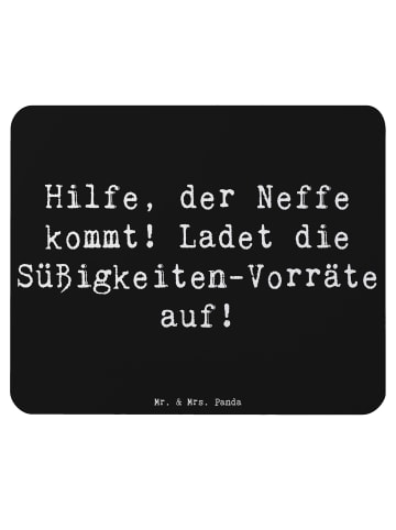 Mr. & Mrs. Panda Mauspad Neffe Besuch mit Spruch in Schwarz