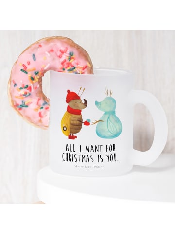 Mr. & Mrs. Panda Kaffeetasse Nachtfalter Schneemann mit Spruch in Transparent