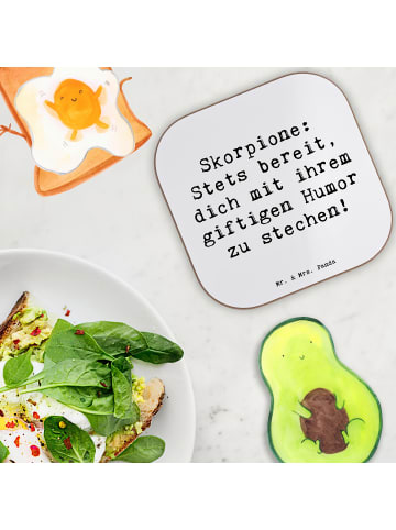 Mr. & Mrs. Panda Glasuntersetzer Spruch Skorpion Humor mit Spruch in Weiß