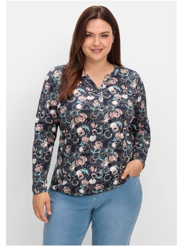 sheego Langarmshirt in anthrazit gemustert