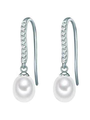 Valero Pearls Perlen-Ohrhänger Sterling Silber Zirkonia Süßwasser-Zuchtperle in silber