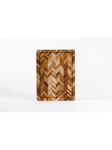 TEAKHAUS Teakholz Schneidbrett HERRINGBONE M, extradick, 41 x 30.5 x 3.8 cm