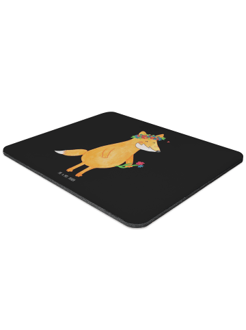Mr. & Mrs. Panda Mousepad Fuchs Blumen ohne Spruch in Schwarz