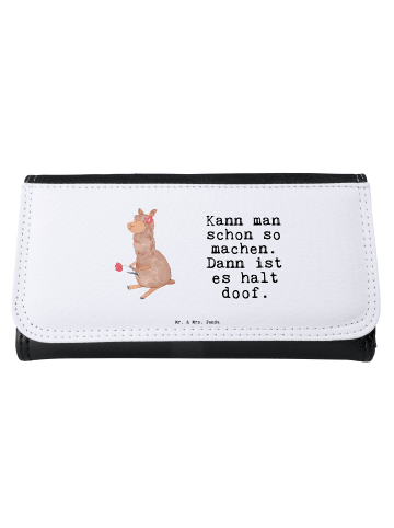 Mr. & Mrs. Panda Portemonnaie für Damen Alpaka Blume mit Spruch in Weiß