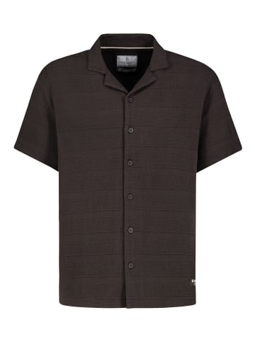 Eight2Nine Kurzarmhemd Knopfleiste Reverskragen Unifarben in Dunkelbraun
