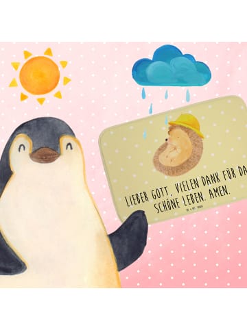Mr. & Mrs. Panda Badematte Igel Beten mit Spruch in Gelb Pastell