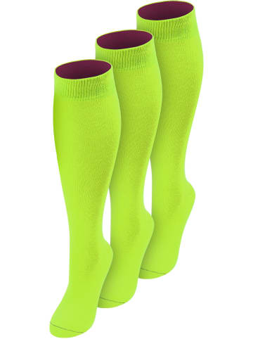 normani 3 Paar Kniestrümpfe mit farbig abgesetztem Bund Bi-Color in Limette/Beere