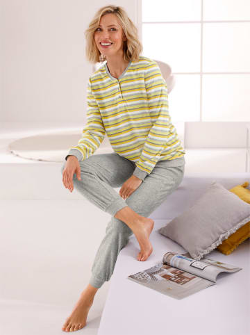 WITT WEIDEN Schlafanzug in zitrone-grau-gestreift