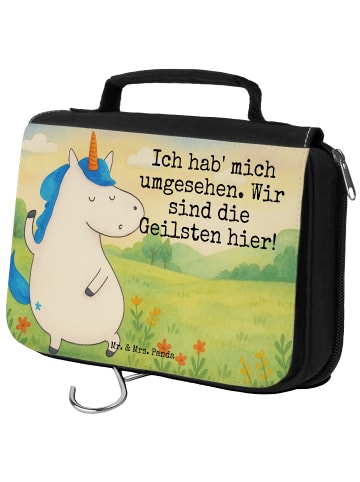 Mr. & Mrs. Panda Kosmetiktasche Einhorn Mann Design mit Spruch in Weiß
