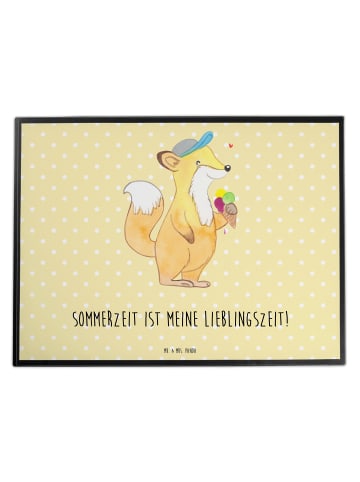 Mr. & Mrs. Panda Schreibtischunterlage Sommer Freude mit Spruch in Gelb Pastell
